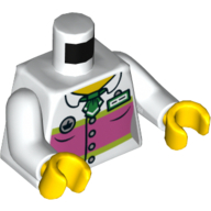 Деталь LEGO Torso Blouse with Buttons, Dark Pink Panel and Name Badge Print, White Arms, Yellow Hands, Белый