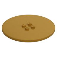 Деталь LEGO Plate Special Round 8 x 8 with 2 x 2 Center Studs with Groove, Жемчужно-золотой