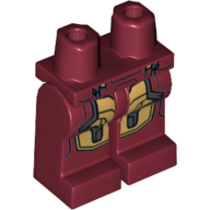 Деталь LEGO Hips and Dark Red Legs with Iron Man Gold and Silver Knee Plates Print, Темно-красный