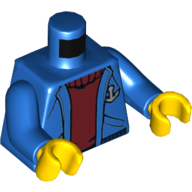 Деталь LEGO Torso Jacket with Anchor, Open over Dark Red Sweater Print, Blue Arms, Yellow Hands, Голубой