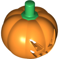 Деталь LEGO Minifig Head Cover Pumpkin with Jack O' Lantern Face and Green Stem Print, Оранжевый