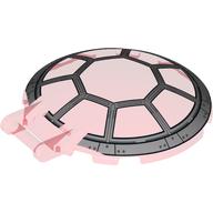 Деталь LEGO Dish 6 x 6 Inverted - No Studs with Handle with TIE fighter Cockpit print, Прозрачный красный