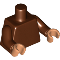 Деталь LEGO Torso, Reddish Brown Arms, Flesh Hands [Plain], Красно-коричневый