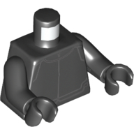 Деталь LEGO Torso Uniform with Gray Lines Print, Black Arms and Hands, Черный