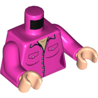 Деталь LEGO Torso Jacket with Pockets, Buttons Print, Dark Pink Arms, Light Flesh Hands, Темно-розовый