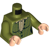 Деталь LEGO Torso Knitted Sweater, Dark Tan Shirt Print, Olive Green Arms, Light Flesh Hands, Оливковый