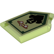 Деталь LEGO Tile Modified 2 x 3 Pentagonal Nexo Power Shield Pattern Stone Stun, Прозрачный ярко-зеленый