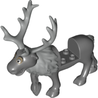 Деталь LEGO Animal, Reindeer, with Light Bluish Grey Antlers, Fur pattern (Sven), Темный сине-серый