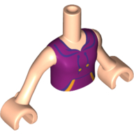 Деталь LEGO Minidoll Torso Girl with Magenta Top with Strings and Front Pockets print / Light Flesh Arms with Hands, Светлый телесный