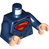 Деталь LEGO Torso Muscles, Red Cape Clasps, Red and Gold Superman 'S' Logo, Gold Belt Buckle Print, Dark Blue Arms, Light Flesh Hands, Темно-синий