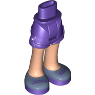 Деталь LEGO Minidoll Hips and Shorts with Light Flesh Legs and Dark Purple Laces on Sand Blue Shoes Print, Темно-фиолетовый