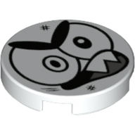 Деталь LEGO Tile Round 2 x 2 with Bottom Stud Holder with Injured Nixel Face Print, Белый