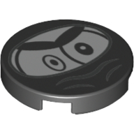 Деталь LEGO Tile 2 x 2 Round with Bottom Stud Holder with Ninja Nixel Face Print, Черный
