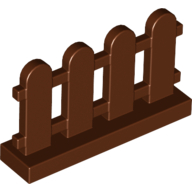 Деталь LEGO Picket Fence 1 x 4 x 2, Красно-коричневый