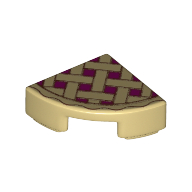 Деталь LEGO Tile Round 1 x 1 Quarter with Lattice Pie Print, Песочный