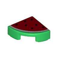 Деталь LEGO Tile Round 1 x 1 Quarter with Watermelon Print, Зеленый