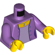 Деталь LEGO Torso Jacket, Buttons, Lavender Shirt, Necklace with Pendant Print, Medium Lavender Arms, Yellow Hands, Средне-лавандовый