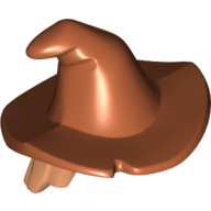 Деталь LEGO Minifig Hair with Floppy Witch Hat with Flesh Hair Print, Темно-оранжевый