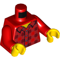 Деталь LEGO Torso Flannel Shirt with Buttons Print, Red Arms, Yellow Hands, Красный