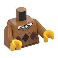 Деталь LEGO Torso Argyle Sweater, White Shirt Print, Medium Dark Flesh Arms, Yellow Hands, Средне-темный телесный