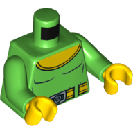 Деталь LEGO Torso Muscles with Large Yellow Rounded Collar, Belt Print, Bright Green Arms, Yellow Hands, Ярко-зеленый