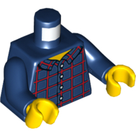 Деталь LEGO Torso Shirt with Plaid and Buttons Print, Dark Blue Arms, Yellow Hands, Темно-синий