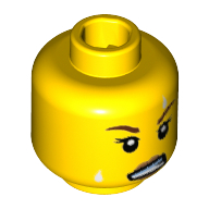 Head Dual Sided Female, Dark Tan Lips, White Sweat Beads, Teeth Clenched / Lopsided Open Smile Pattern