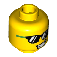 Head Bright Green and Black Sunglasses, Lopsided Open Smile Pattern - Stud Recessed