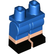 Деталь LEGO Hips with Blue Legs and Light Nougat Boots Pattern with Black Shoes Print, Голубой