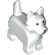 Деталь LEGO Animal, Dog, Terrier with Black Eyes and Nose and Pink Tongue Print, Белый
