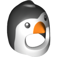 Деталь LEGO Minifig Mask Bird with White Face, Black Eyes and Orange Beak Print, Черный