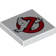 Деталь LEGO Tile 2 x 2 with Ghostbusters Logo Print, Белый