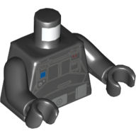 Деталь LEGO Torso Flight Suit with Control Panel and Belt Print (Imperial Ground Crew), Black Arms and Hands, Черный