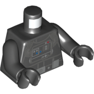 Деталь LEGO Torso Flight Suit, Control Panel, Buttons, Lights, Belt with Silver Buckle Print, Black Arms and Hands, Черный