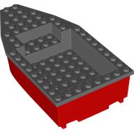 Деталь LEGO Boat 8 x 16 x 3 With Dark Bluish Gray Top and Red Bottom, Красный