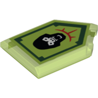 Деталь LEGO Tile, Modified 2 x 3 Pentagonal - Nexo Power Shield - Gorilla Roar, Прозрачный ярко-зеленый