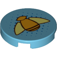 Tile 2 x 2 Round with Bottom Stud Holder - Bumblebee with Shiny Orange Body and Yellow Wings on Dotted Background print