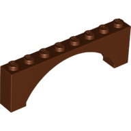 Набор LEGO Brick Arch 1 x 8 x 2 Raised, Красно-коричневый