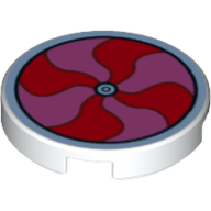 Деталь LEGO Tile 2 x 2 Round with Bottom Stud Holder with Psychedelic Swirl Print, Белый