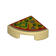 Деталь LEGO Tile Round 1 x 1 Quarter with Pizza Print, Песочный