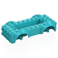 Деталь LEGO Vehicle Base 5 x 10 x 2 1/2 with Mudguards, Wheel Pins and 6 x 2 Centre Recess with 3 Holes, Medium Azure Wheel Holders, Средне-лазурный