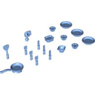 Деталь LEGO Friends Accessories - Kitchen Implements Kit, Средне-голубой