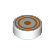 Деталь LEGO Tile 1 x 1 Round with Concentric Circles Print, Белый