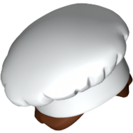 Деталь LEGO Minifig Hat Double Mould - Chef Style over Reddish Brown Hair with Bun, Белый