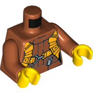 Деталь LEGO Torso Jumpsuit with Orange Harness Print, Dark Orange Arms, Yellow Hands, Темно-оранжевый