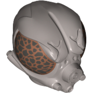 Деталь LEGO Minifig Head Special, Protokoll Droid with Large Speckled Eyes and Breathing Mask Print (4-LOM), Матовый серебристый