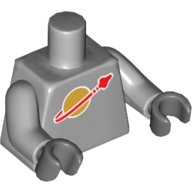 Деталь LEGO Torso Space Classic Moon Logo Print, Light Bluish Gray Arms, Dark Bluish Gray Hands, Светлый сине-серый