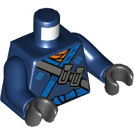 Деталь LEGO Torso Robe with Blue Edges and Belt, Dark Bluish Gray Shoulder Strap with Pouches Print, Dark Blue Arms, Black Hands, Темно-синий