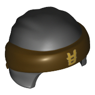 Деталь LEGO Head Wrap with Headband and Knot, Dark Brown Pattern and Gold Symbol Print, Черный