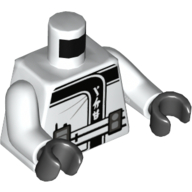 Деталь LEGO Torso Robe, Belt with Radio and Black Emblem Print, White Arms, Black Hands, Белый